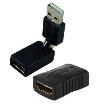 F/F Női Nemi Váltó Adapter Csatlakozó A Hdtv & USB 2.0 Férfi-USB Női 360 Fokos Forgatási Szög Adapter