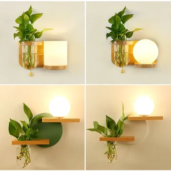 Az európai stílusú személyiség hálószoba zöld növények kreatív erkély, nappali, folyosó Japán LED fali lámpa