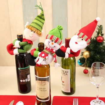 Karácsonyi dekorációs kellékek Mikulás, hóember ölelés vörös bor meghatározott pezsgős üveg meghatározott bár, étterem dekoráció elrendezés