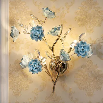 Modern Virág Fali Lámpa Európai Kristály Gyertyatartó Fény Hálószoba, Nappali Bolt, Beltéri Dekoráció Luxus LED Háttér Fali Lámpa