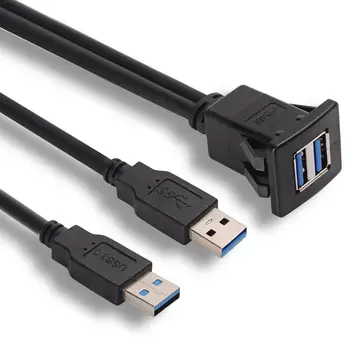 Autó Dual USB 3.0 süllyeszthető Kábel 2 az USB-Port DUAL USB Csatlakozó Töltő Kábel Audio Line Adapter Autós Média USB Kábel