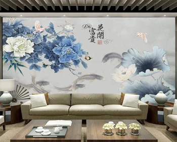 beibehang Egyéni személyiség modern környezeti cucc de parede 3d háttérkép bazsarózsa virágok, madarak festmény háttér