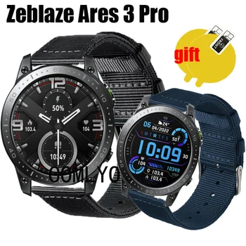 3in1 karszalag a Zeblaze Ares 3 Pro Heveder Smartwatch Zenekar Nylon Canva Öv, Képernyő Védő