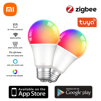 Xiaomi 9W Tuya Zigbee 3.0 Led Izzó E27 RGBCW Lámpa Okos Szabályozható Izzó Hang Távirányító Működik Alexa, a Google Haza