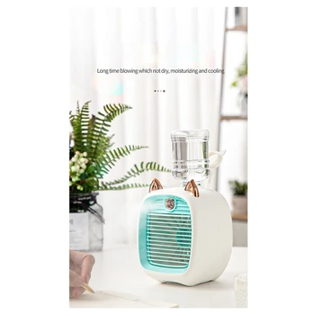 Hordozható Mini Légkondicionáló, Ventilátor 3 Sebesség 2 Mód Spray Hűvösebb Az Office Home Király Ventilátor B-Kék, Fehér