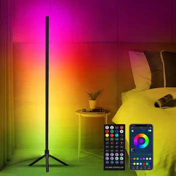 Hangvezérlés RGB Sarokban állólámpa Bluetooth Led Világítás Nappali, Hálószoba, lakberendezés Szabályozható Színe Változó Hangulat Fény