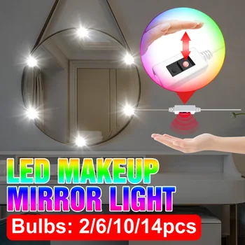 Led Teszik Fel a Fény USB Hiúság Tükör, Lámpa Fürdőszobai fésülködő Asztal Fény Smink Tükör Led izzó Szabályozható Modern Dekoráció