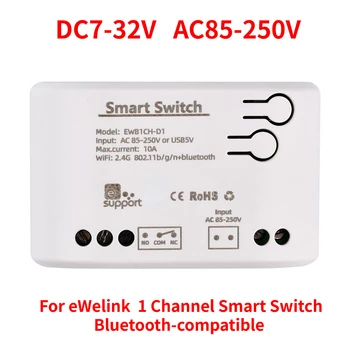 A EweLink 7-32V AC85-250V 1 Csatorna-Bluetooth-kompatibilis WIFI Vezeték nélküli Smart Home Kapcsoló Hang Távirányító 5V 1KRÓN