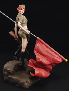 Unassambled 1/12 magas 155mm modern lány állni a zászló (A BÁZIS ) Gyanta ábra miniatűr modelleket, Festetlen