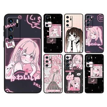 Aranyos Anime Lány A Huawei P50 P40 P30 P10 P20 P8 Pro Lite E 2017 5G Fekete Szilikon Puha Luxus Telefon Esetében Capa