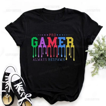 Gamer Mindig Respawn Modális Nyomtatás Póló Harajuku Alkalmi Póló, Street Fashion Rövid Ujjú Streetwear Ruházat, Férfi Hip-Hop