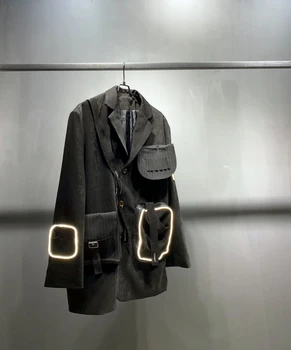 Owen Seak Férfi Dzseki Kabát Gótikus Stílusú Női Ruházat, Őszi, Tavaszi Japán Patchwork Öltöny High Street Túlméretezett Fekete Outwear