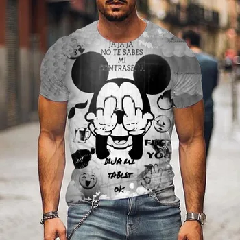Póló Férfi Disney Mickey Egér, Nyomtatott póló, Vicces Rajzfilm Divat Férfi Felső Szülő-gyermek Pár Alapvető póló
