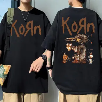 Amerikai Énekes, a Rock Band Korn Nyomtatás Tshirt Férfiak Nők Nyári Pamut póló Férfi Hip-Hop Plus Size Póló Unisex Streetwear