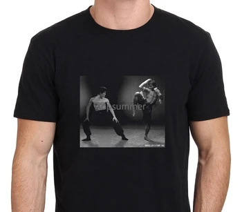 Forró Eladó 2019 Új 100% Pamut, Rövid Ujjú Nyomtatás Fitness Bruce Lee Tony Jaa Férfi T-Shirt Fekete Méret S-3Xl Póló