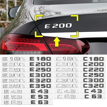 3D ABS Króm Fekete E300 Logó C200 Leveleket Kocsi Csomagtartójában Jelvény Matrica A Mercedes-Benz AMG V8-as W205 W213 Jelkép Matrica Tartozékok