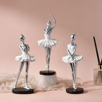 Kézzel készített Balett Lány Díszek Gyanta Kézműves Skandináv Stílus Balett-Táncos Figurákat Festett a High-end Absztrakt Művészet Szobor