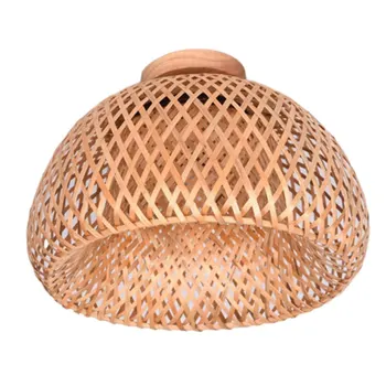 Bambusz Fonott Rattan világítótestet süllyeszthető Lóg Mennyezeti Lámpa Nappali, Hálószoba, Étkező,30X18cm