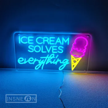 fagyit, mindent megold neonreklám Művészeti Gelato neonok Üzleti Táblát A jégkrém Bolt üzlet Desszert Kávézó Neon Dekoráció
