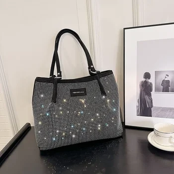 2024 Magas minőségű cipzáras női táska, divatos, sokoldalú alkalmi flitteres táska, nagy kapacitású trendi váll bag여자 가방