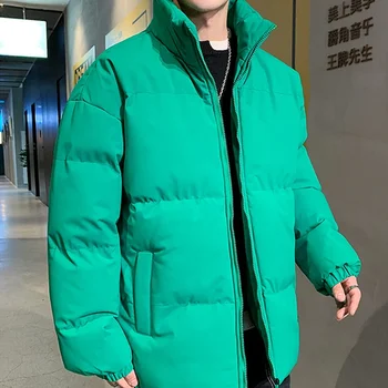2023 Streetwear Téli Zubbonyok Kabát Férfi Egyszínű Buborék Kabátok Túlméretezett Vastag Meleg Kabátok Nők Koreai Divat Gömbhal Kabát