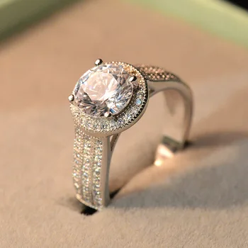 DIWENFU S925 Sterling Ezüst Kerek Gyémánt Gyűrű a Nők Jól 925 Ezüst Ékszerek Bizuteria Esküvői Zenekarok Eljegyzési Gyűrű Doboz Női