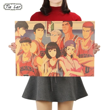 NYAKKENDŐ LER SLAM DUNK Fali Matrica Kosárlabda Anime Film Hanamichi Sakuragi Poszter Rukawa Kaede Kraft Papír Dekorációs Festmények