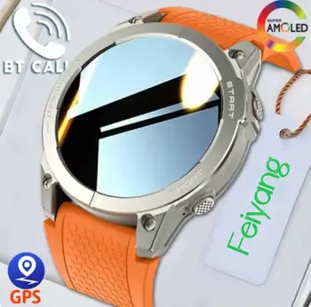 GPS Intelligens Karóra Férfi AMOLED Kijelző, Bluetooth HD Hívás Szabadtéri Sport Karóra Vízálló Smartwatch Férfi Óra Fitness Karkötő
