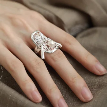 VENTFILLE 925 Sterling Silve Pillangó Gyűrű a Nők Lány Ajándék Etnikai Kivájt Tassel Temperamentum Ékszerek Dropshipping