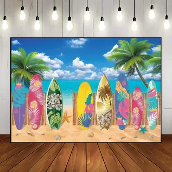 Nyári Hawaii Beach Medence Trópusi Szörfözés Háttér Párt Egyéni Szülinapi Hátteret Utazási Baba Zuhany Dekoráció Fotó Banner