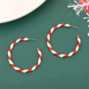 1 Pár Aranyos Kör Candy Cane Alufelni Fülbevaló Karácsonyi Skandináv Stílusú Piros Szín Santa Ékszerek, Kiegészítők