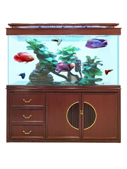 Akvárium, nagy nappali, háztartási képernyő válaszfal, Kínai stílus akvárium, ökológiai alsó szűrő