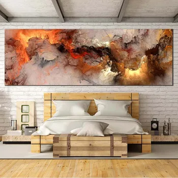 Északi Poszter Narancs Fehér Füst Textúra Absztrakt Felhők Vászon Falikép Nappali Festmény Falfestmény, Modern, Egyszerű Szoba
