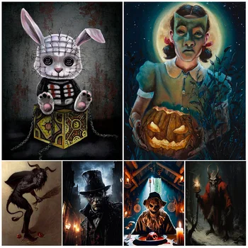 Rémálom,Sziréna,Madárijesztő,Démon,Absztrakt Wall Art Vászon Festmény Horror Álló Gótikus Művészet Plakát Nyomtatás Otthon Dekoráció